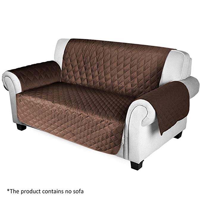 Cherry Juilt Reversible Quilted Couch Slipcover Sofa Furniture Protector Perfect for Pets Kids Dogs Durable and Waterproof (Light brown, Sofa)