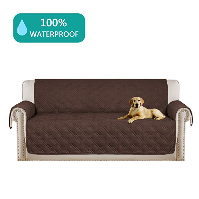Turquoize Deluxe Quilted Furniture Protector Sofa Slipcover 100% Waterproof with Anti-Skip Little Dog Paw Print, Machine Washable, Slipcover Perfect for Pets and Kids(Sofa,75