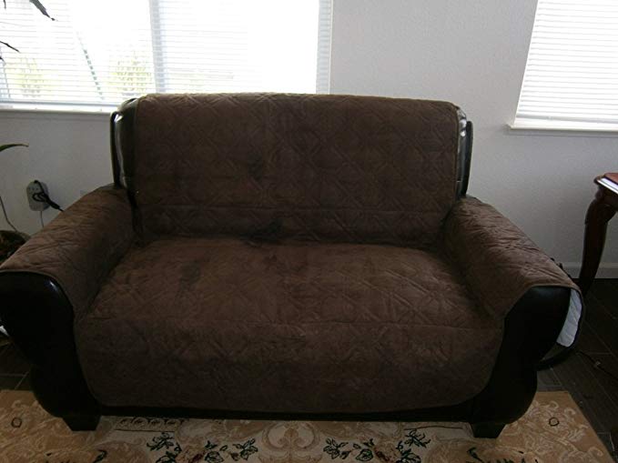 Quilted Chocolate Brown Bonded or Classic Micro Suede Pets Loveseat Pad Cover Protector Fit 42 to 50