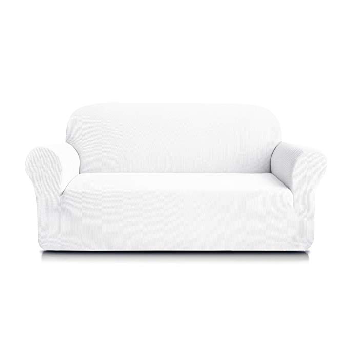 Subrtex 1-Piece Spandex Stretch Sofa Slipcover (Loveseat, Off-White)
