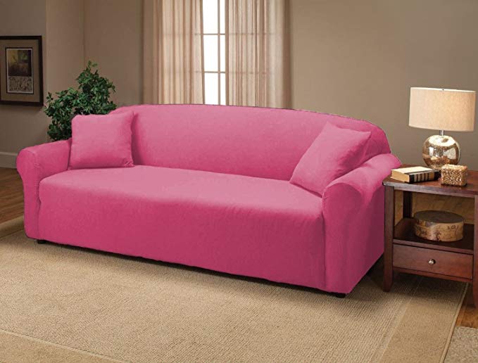 Madison JER-SOFA-PK Stretch Jersey Sofa Slipcover, Solid, Pink