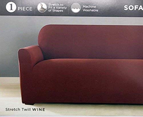 Surefit One Piece Stretch Twill Sofa Slipcover - Red/Wine