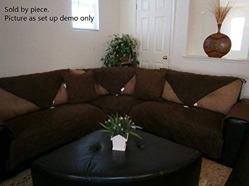 OctoRose Quilted Micro Suede Sectional Sofa Throw Pad Furniture Protector Sold By Piece Rather Than Set (Brown, 35x94