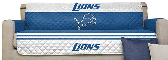 Pegasus Sports NFL Detroit Lions Sofa Couch Reversible Furniture Protector with Elastic Straps, 75-inches by 110-inches