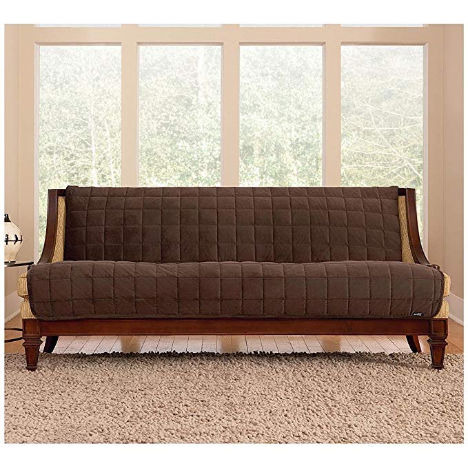 Sure Fit Quilted Velvet Furniture Friend Armless Sofa Slipcover, Chocolate