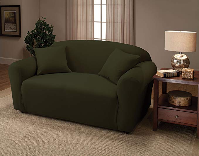 Madison Industries JER-LOVE-FO Stretch Jersey Slipcover Loveseat - Forest